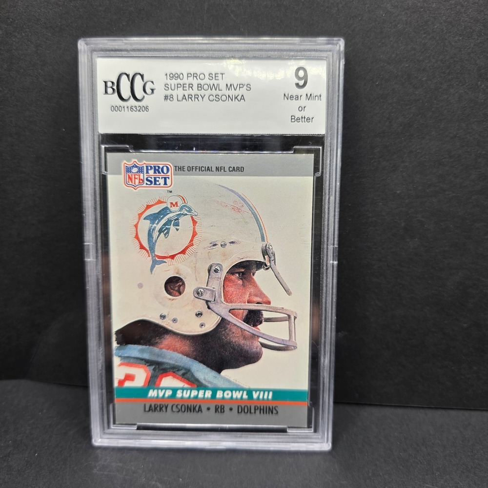 Pro Set Football Card Larry Csonka BCCG 9 Near Mint Super Bowl MVP 8 Dolphins